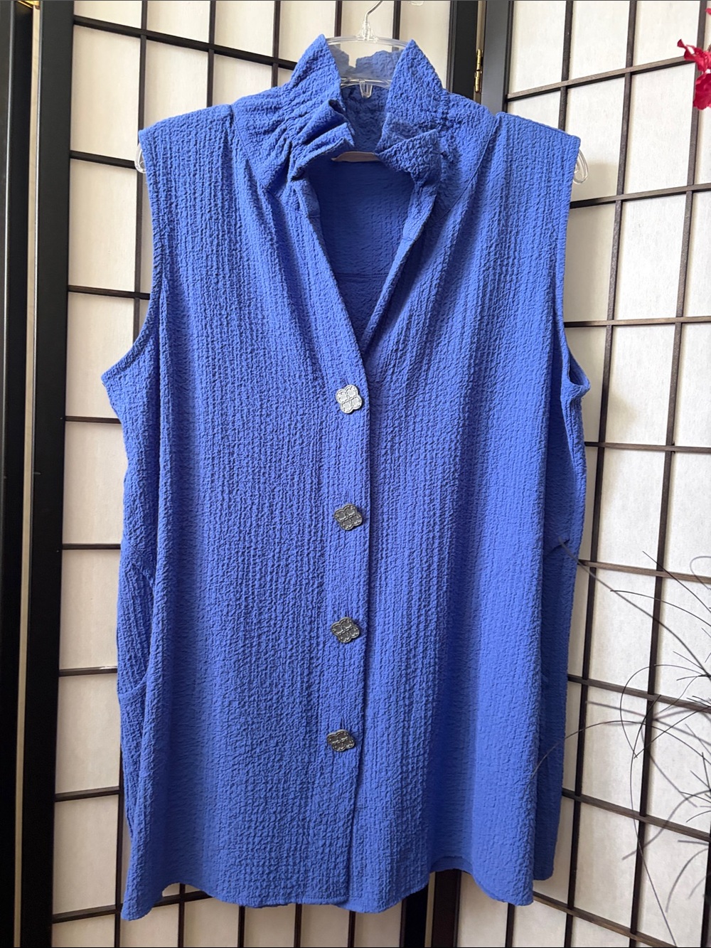 Soft Surroundings Cobalt Blue Sleeveless Button-Front Tunic